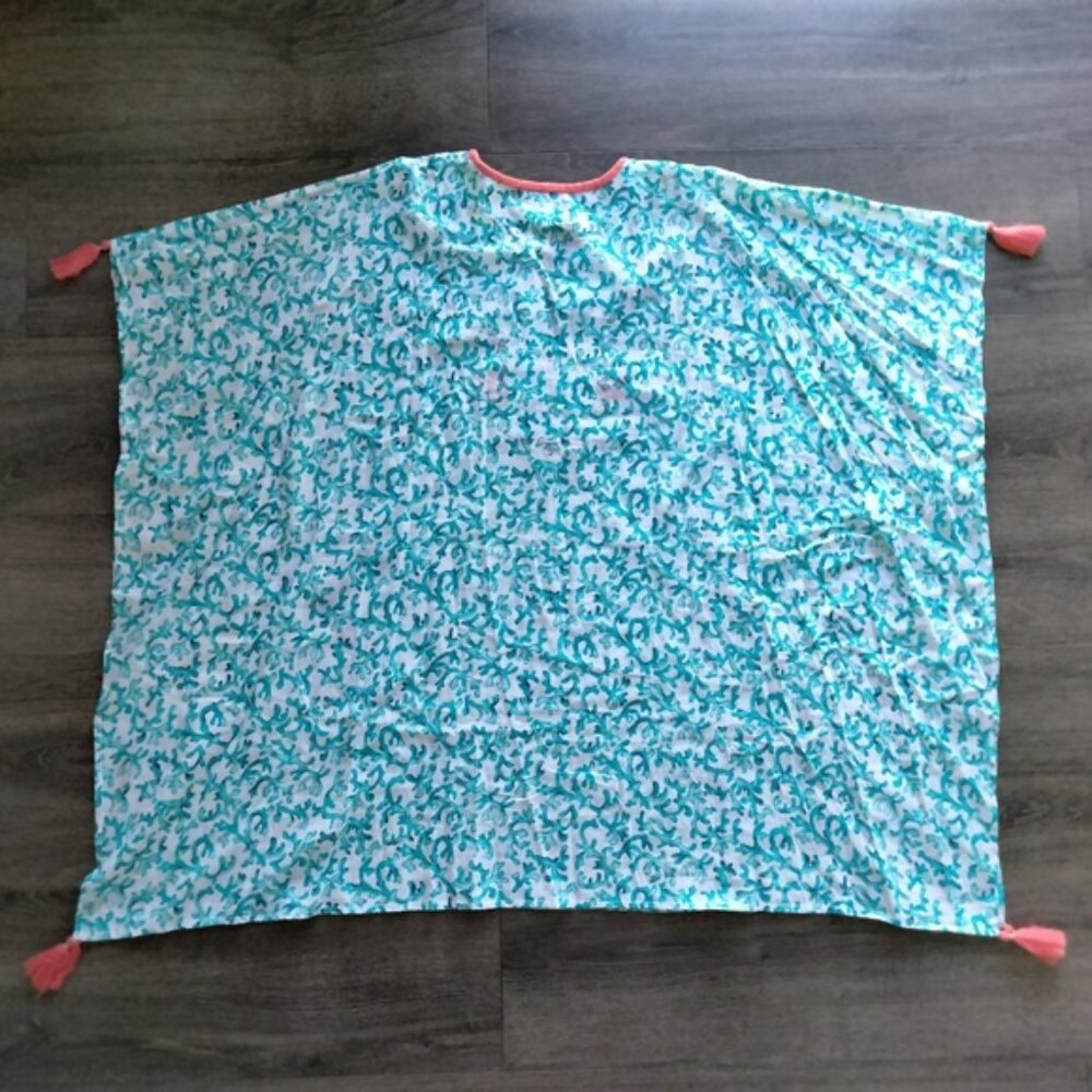 Tommy Bahama Coral Scrolls Cabana Embroidered Cotton Tunic Swim Cover Up Sz S/M - Picture 2 of 11